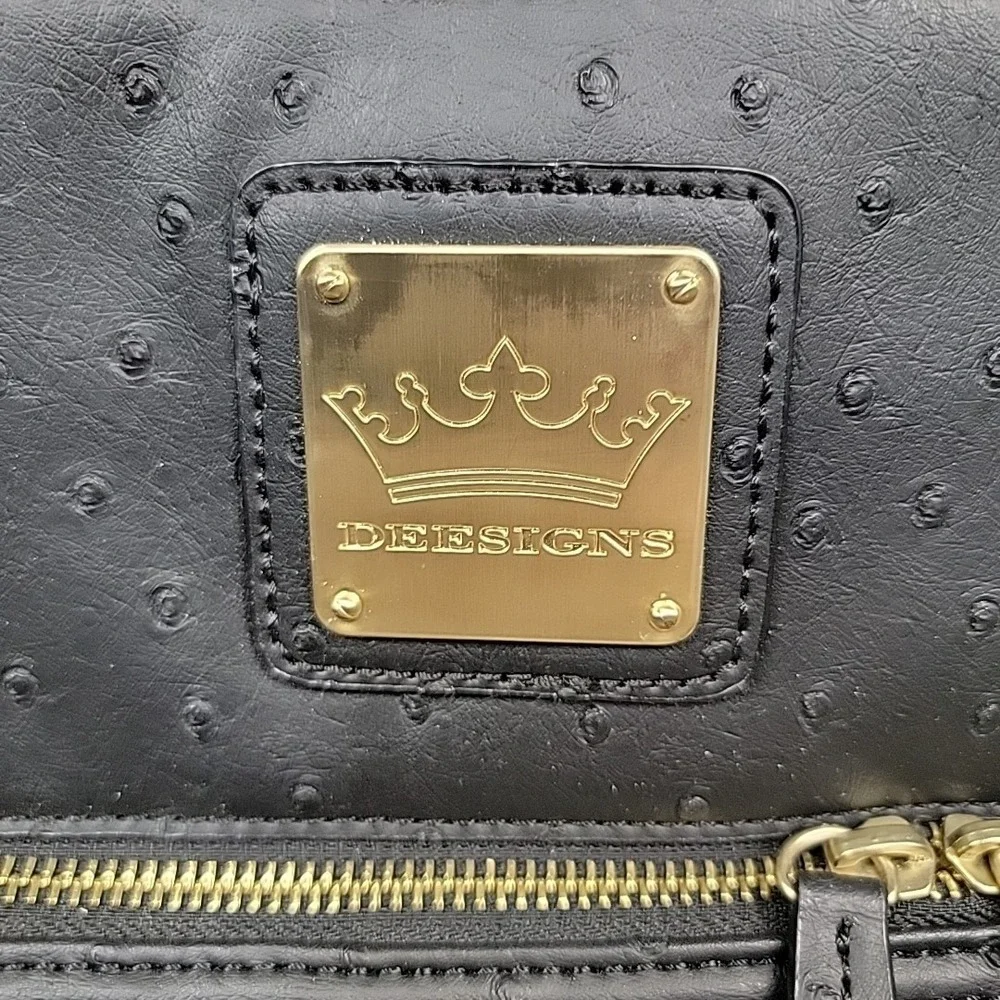 DEESIGNS Purse By Ocleppo Hobo‎ Shoulder Bag Faux Black Leather & Fur Statement